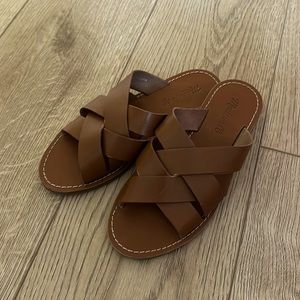 Madewell Leather Sandals Slides in Brown, Cognac Size 6